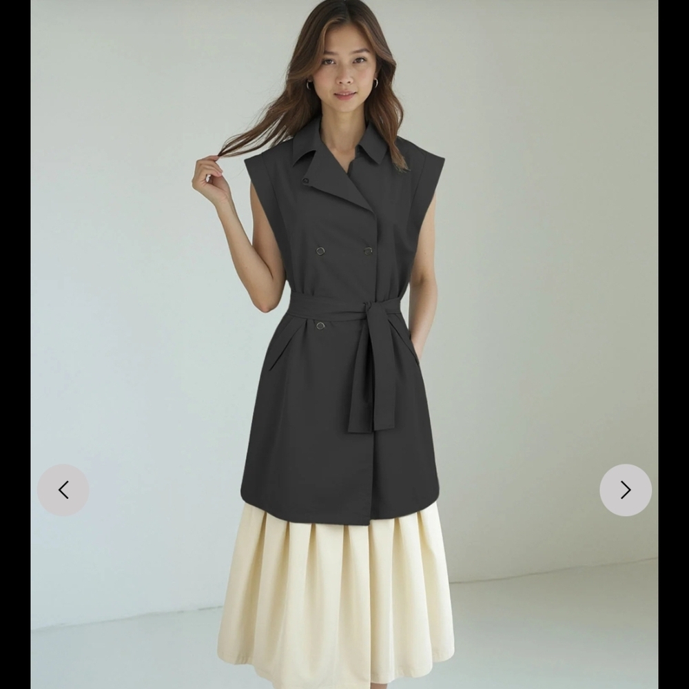 Newyork and Company Brand New Sleeveless Black Trench Coat Sz XXL